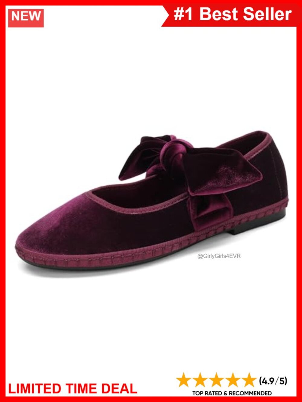 Velvet Mary Jane Flats Round Toe Ballet Shoes Decorative Bow